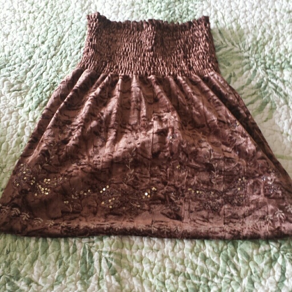 Velvet brown tube top with butterfly detailing