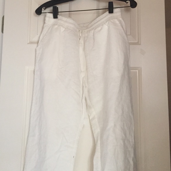 Linen white beach pants