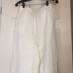 Linen white beach pants