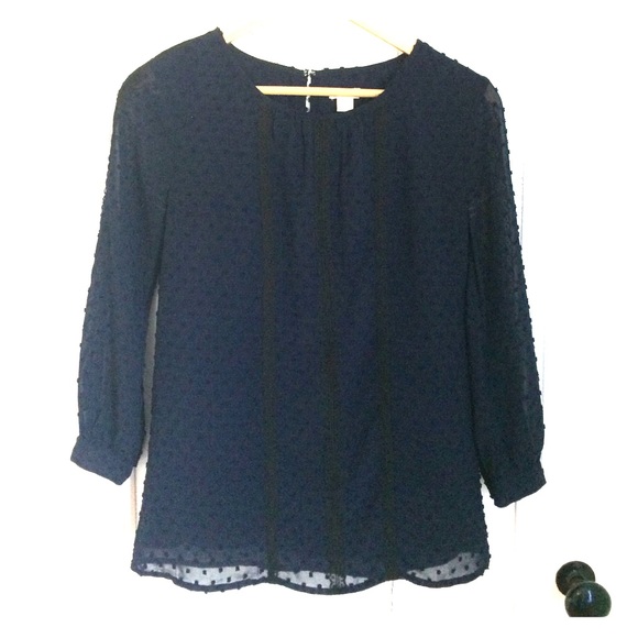 J Crew Navy and black blouse.