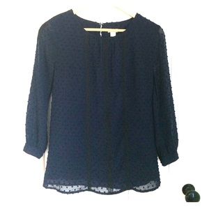 J Crew Navy and black blouse.