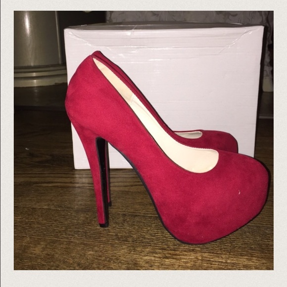 Red suede heels