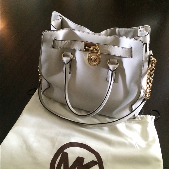 Michael Kors Hamilton Handbag Optic White and Gold