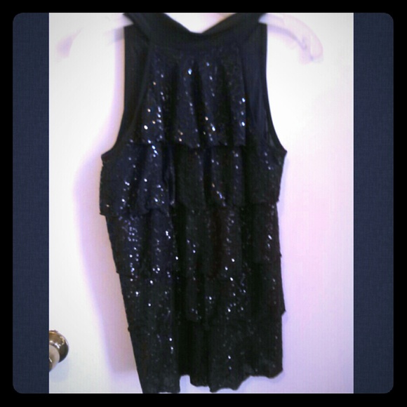 Black Sleeveless Sequin Top