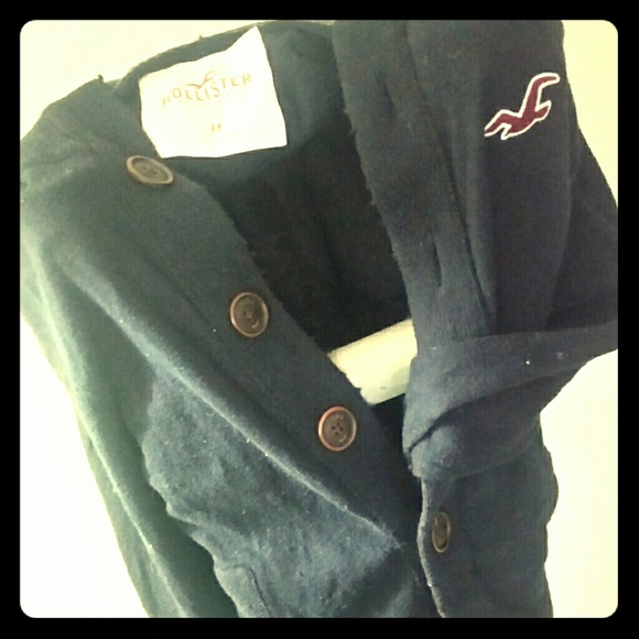 Dark blue button up Hollister Hoodie
