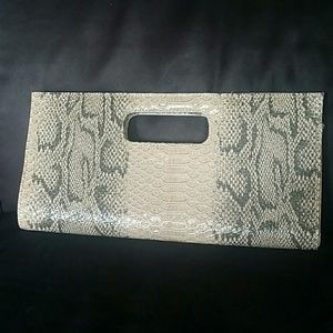 Gorgeous faux snakeskin large clutch