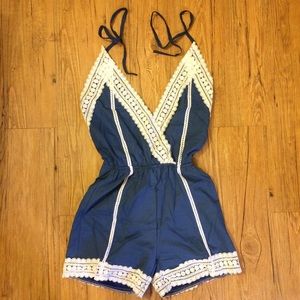 **Brand New** Crochet Navy Romper