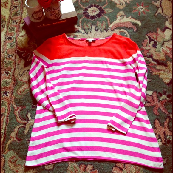 Bright striped j crew blouse