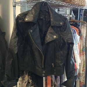 Black pleather moto jacket