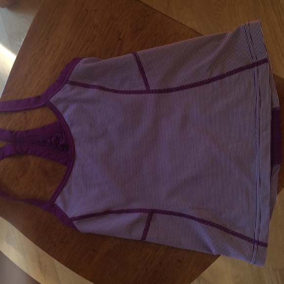 White and pink striped Lululemon tank top