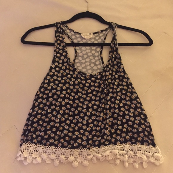 Crochet Trim Floral Tank - Picture 1 of 1