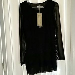 Black lace layered tunic