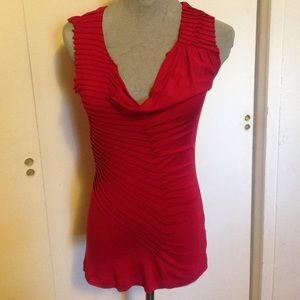 Tart pleated red cowl neck top Small