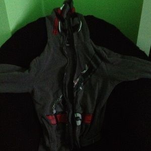 Zip all the way up ur head sweatshirt