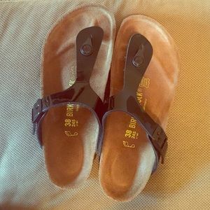 Patent Black Birkenstock Gizeh Thong Sandals