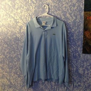 lacoste light blue long-sleeve dual button polo