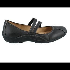 Black flats with double strap
