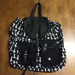 Hot Topic Black and White Cross Fashion Backpack