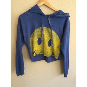 Happy/sad face crop hoodie