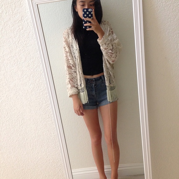 Floral Lace Fringe Cardigan