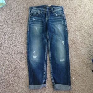 Silver Aiko Capris. Sz 27.  Worn once