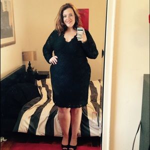 Adrianna Papell Black Lace Overlay Sheath Dress