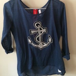 Navy 3/4 Sleeve Anchor Shirt