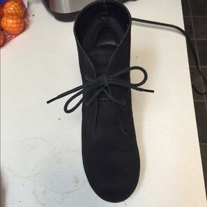 Black Faux-Suede Ankle Boots