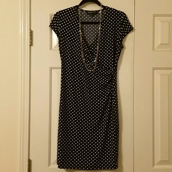 Navy blue and white pokadot dress