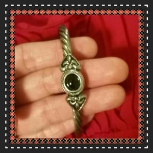 *Today only $23* Black-onyx-stone silver bracelet