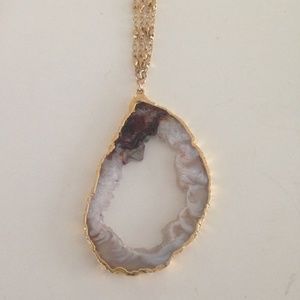 Heather Gardner Gold Geode Stone Necklace. NWOT