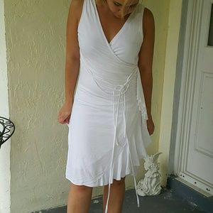 New York & Co. White Rayon Dress