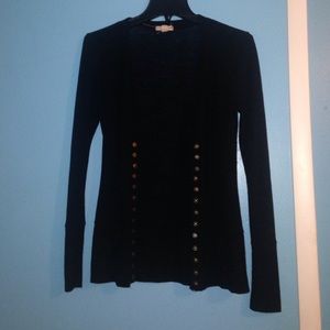 Black Cardigan with Brass Buttons