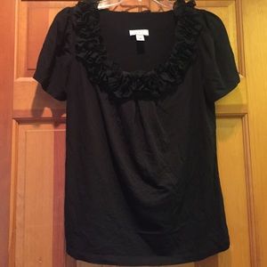 Ann taylor black ruffle tee
