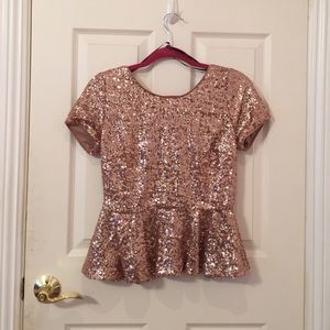 Gold Beaded Peplum Top