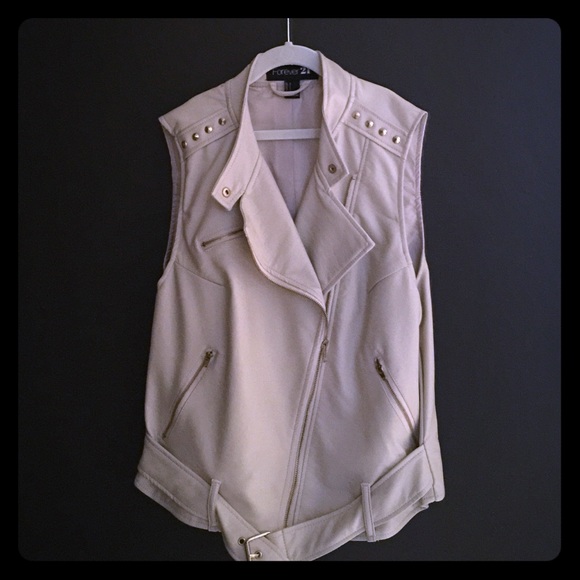 Cream faux leather vest