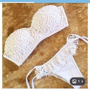 All white lace push up bathing suit