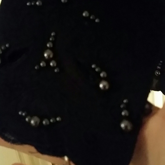 Black embossed jacket with faux pearls - Picture 3 of 4