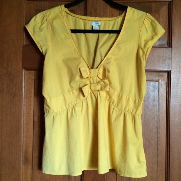 Anthropologie Yellow Cap-Sleeve Top