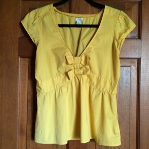 Anthropologie Yellow Cap-Sleeve Top