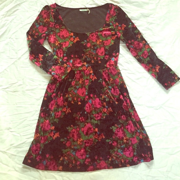 Floral Velvet Dress - Urban Outfitters