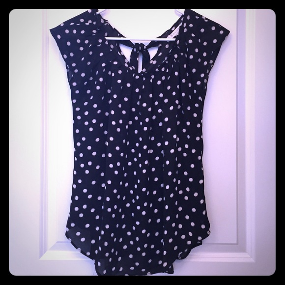 Black and White Polka Dotted Sheer Dress Shirt