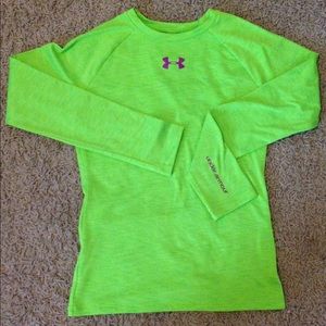 Girls thick lime green under armour shirt L