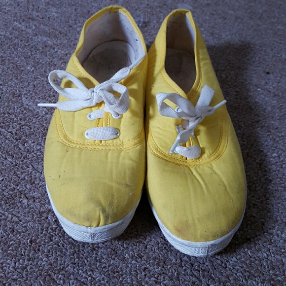 Bright yellow canvas shoes