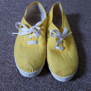 Bright yellow canvas shoes