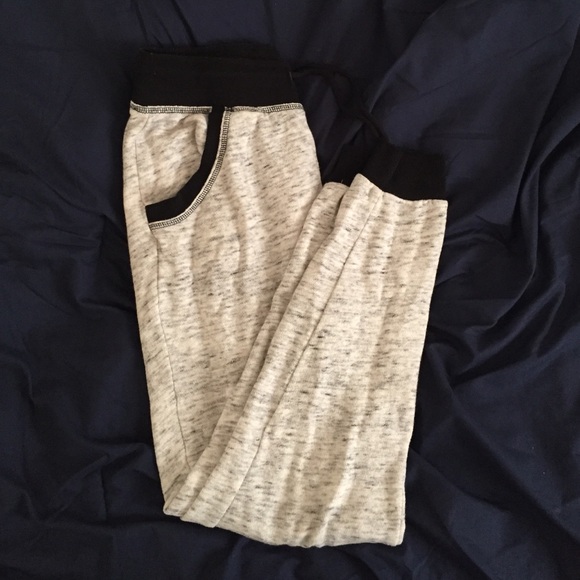 White and grey jogger pants high waisted