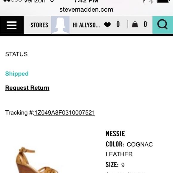 Low heel sandal. Cognac color. Size 9. - Picture 4 of 4