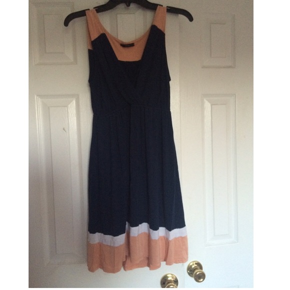Navy blue,white and tan sundress