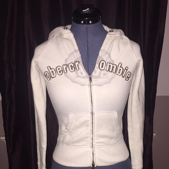 White Abercrombie Zip Hoodie