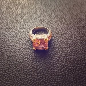 Judith Ripka Pink Quartz and Diamond Cocktail Ring